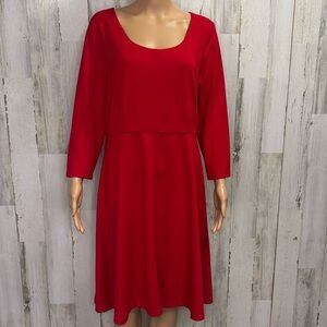 Spense Plus Size Long Sleeve Red‎ Dress